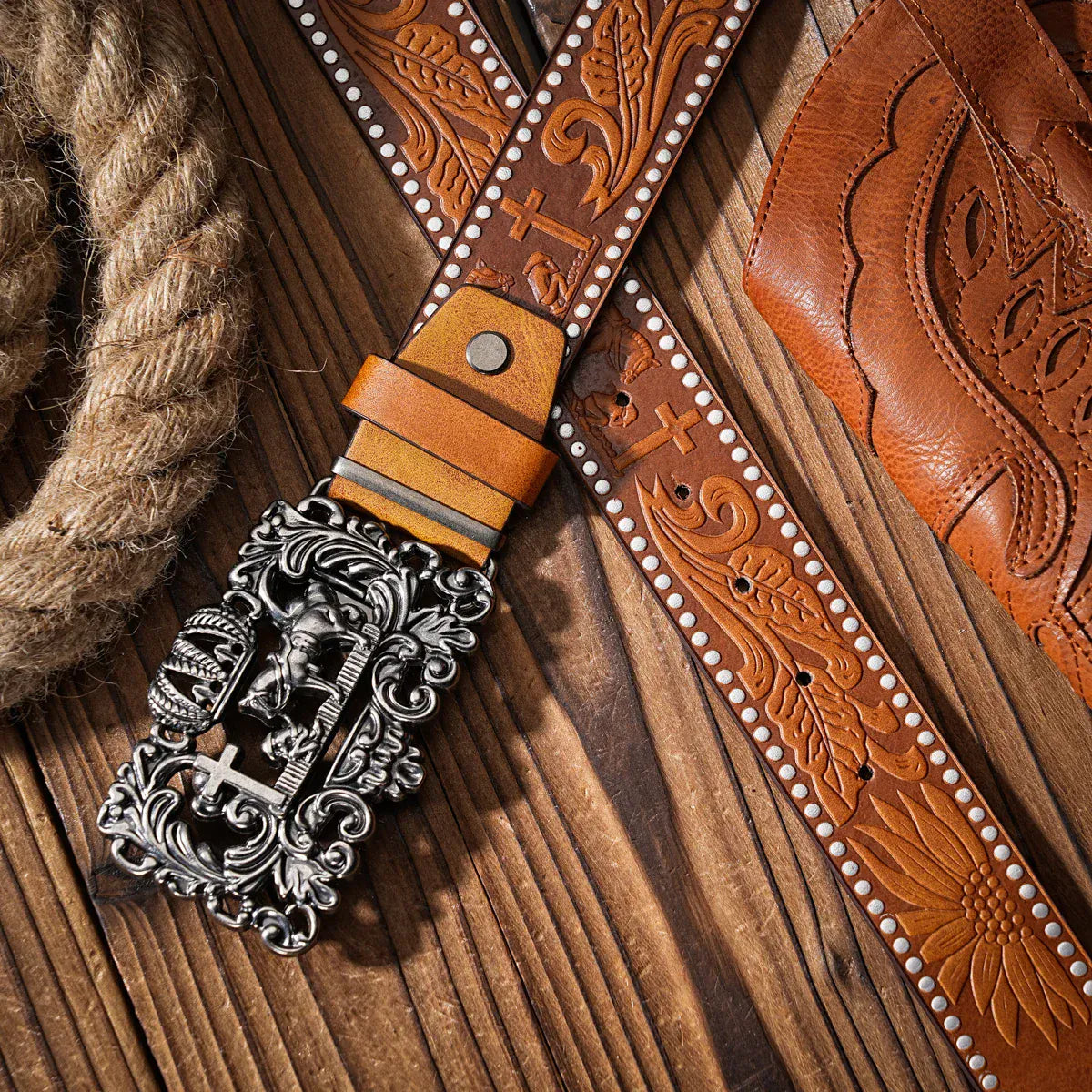 Cowboybälte med reliefspänne