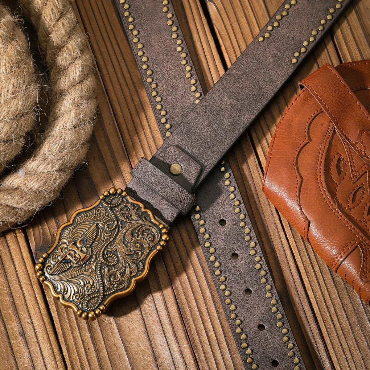 Cowboybälte med vintage spänne