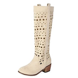 Cowboyboots i mocka med utskuret mönster och rund tå Vit / 35