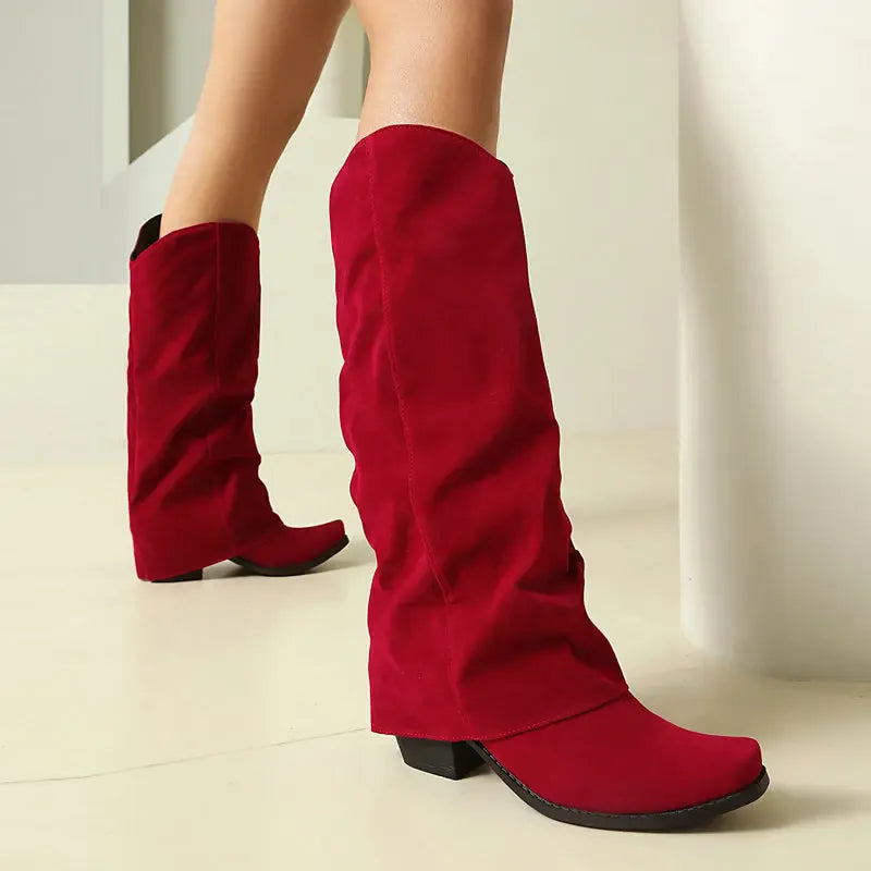Cowboyboots i mockastil med vikt skaft och 6cm klack