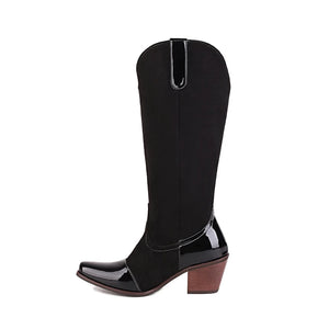 Cowboyboots med Blommönster och Fyrkantig Klack Svart / 35