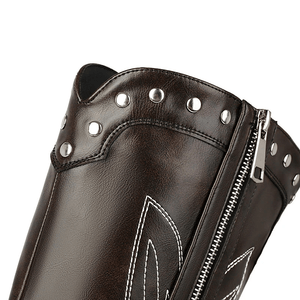 Cowboyboots med broderad design och chunky klack
