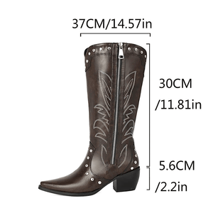 Cowboyboots med broderad design och chunky klack