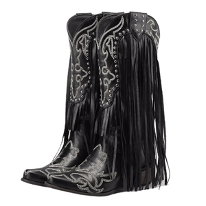 Cowboyboots med fransar och broderi i västernstil
