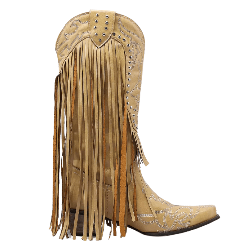 Cowboyboots med fransar och broderi i västernstil