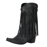 Cowboyboots med fransar och nitar i västernstil Svart / 35