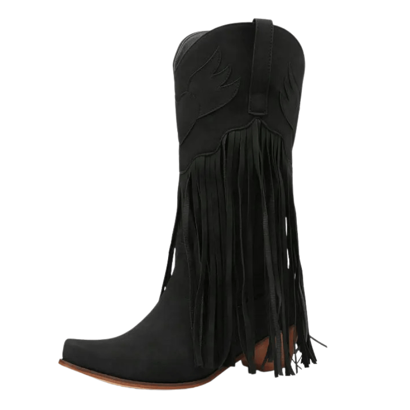 Cowboyboots med fransar och retrolook Svart / 35