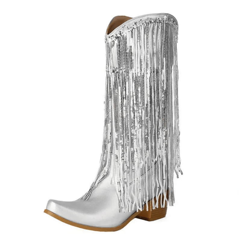 Cowboyboots med glittrande fransar Silver / 35