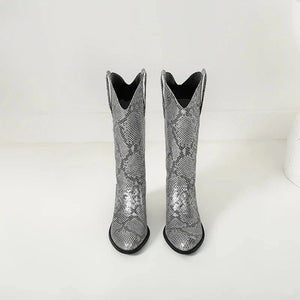 Cowboyboots med Ormskinnsmönster för Dam