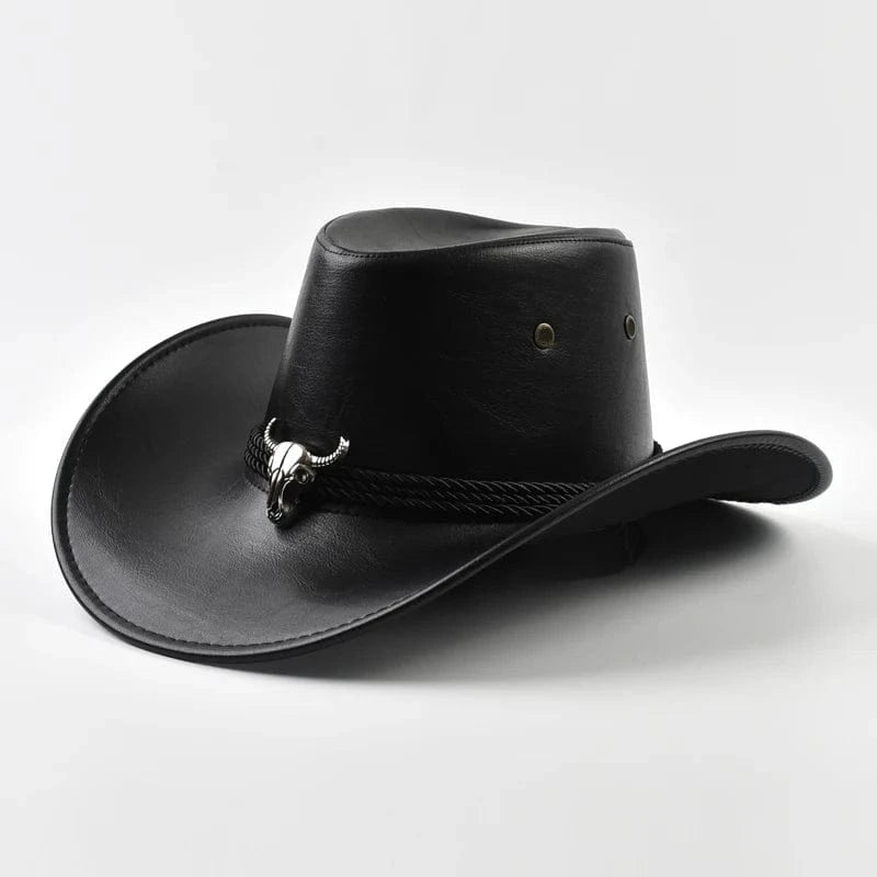 Cowboyhatt Herr med Tjurhuvud Svart / One Size