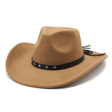 Cowboyhatt i filt med stjärnband Khaki / 57-58cm