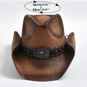 Cowboyhatt i Handvävd Strå Mörkbrun / 56-58cm