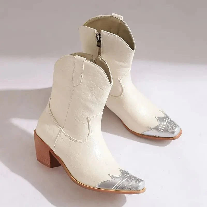 Cowgirl-Ankelboots med Metalltå