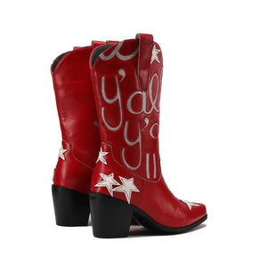 Cowgirl Boots med Stjärnbroderi