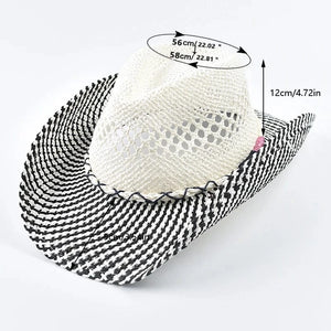 Cowgirlhatt i handflätad halm Svart och vit / One Size