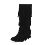Höga Cowboyboots med Fransar för Dam Svart / 36