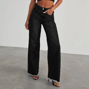 Cropped jeans dam Svart / S