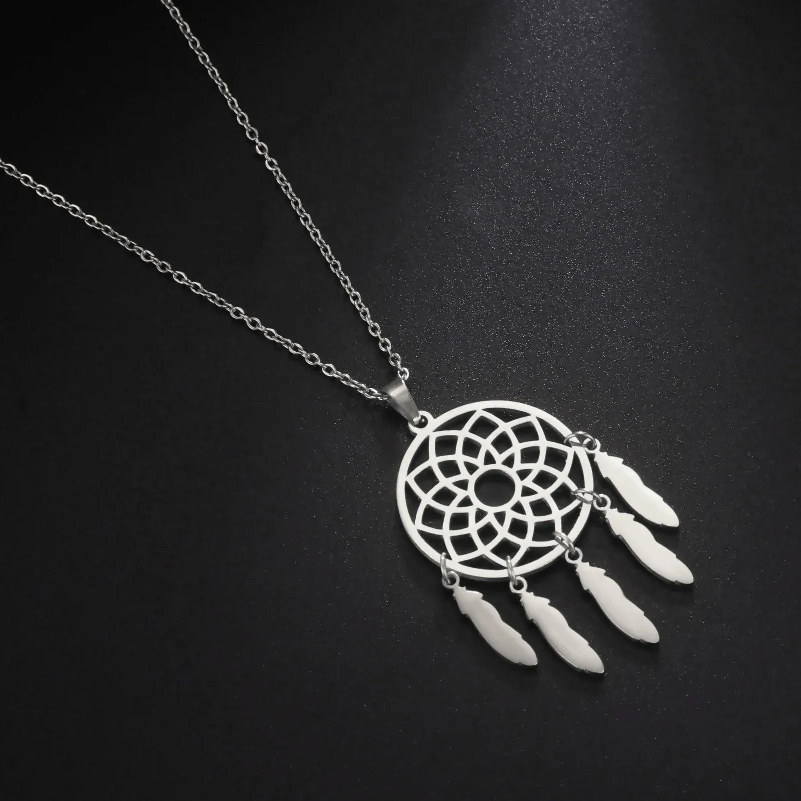 Drömfångare halsband i rostfritt stål Silver / 45-50cm