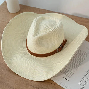 Elegant bredbrättad Cowboyhatt dam Offwhite / 58cm