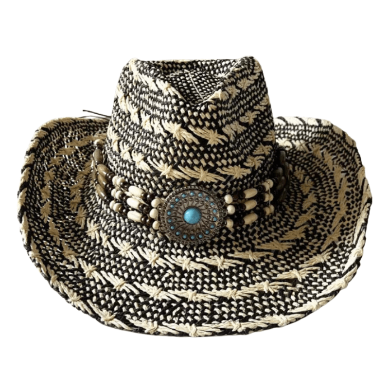 Etnisk Halmcowboyhatt Modell 2 / 56-58cm