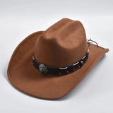 Filthatt Cowboy med Läderbälte Ljusbrun / One Size