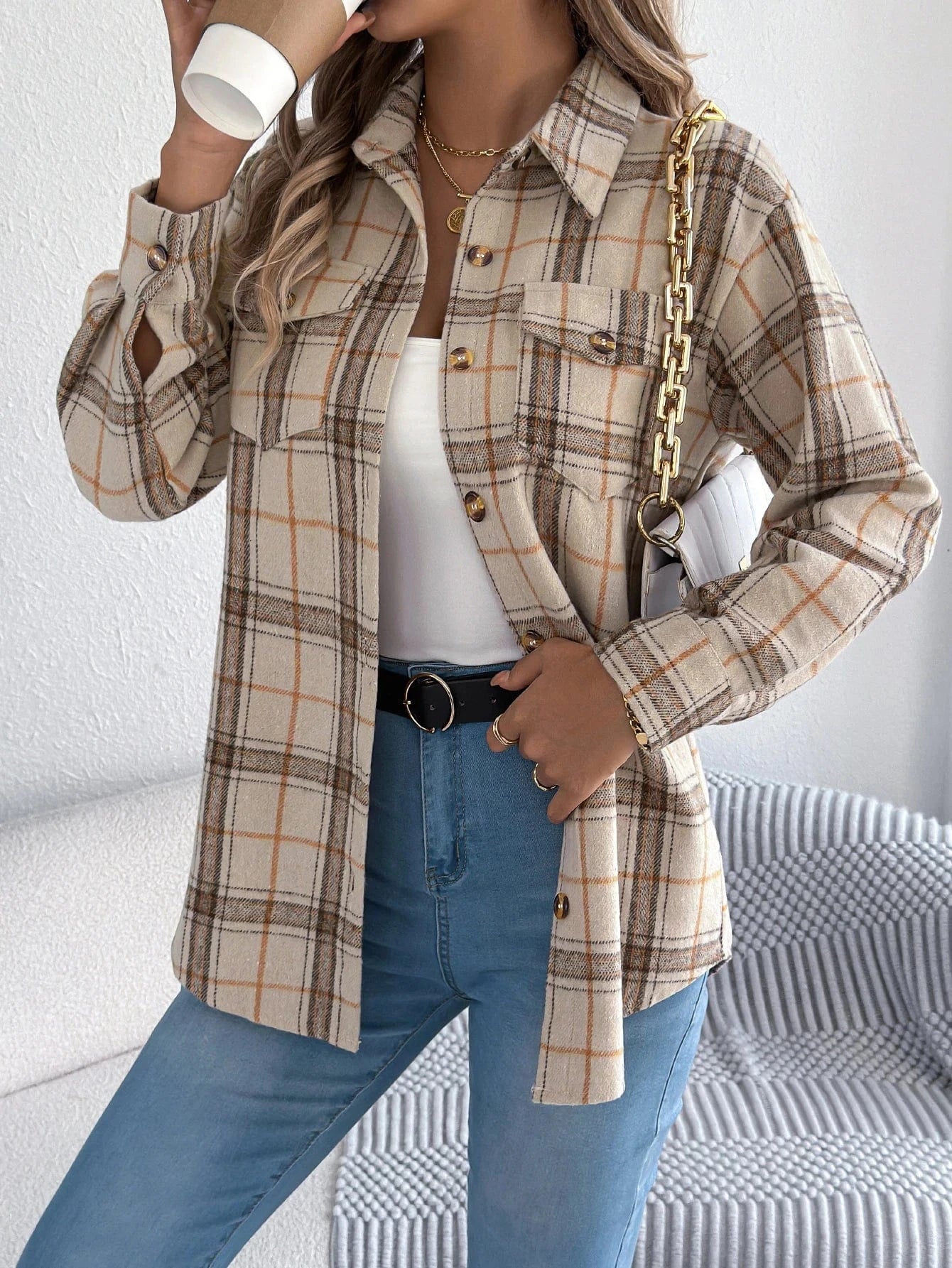 Flanell skjorta dam