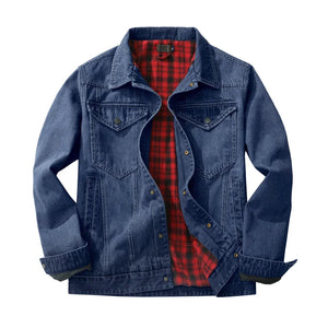 Fodrad denim jacka herr Mörkblå / L