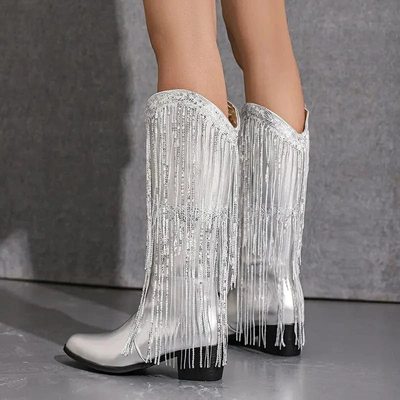Glamorösa Cowgirl Boots med Fransar