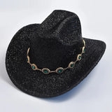 Glittrig cowboyhatt med strass Svart / One Size