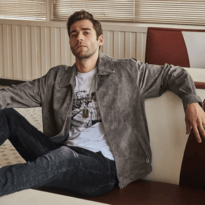 Grå mocka harrington jacka herr
