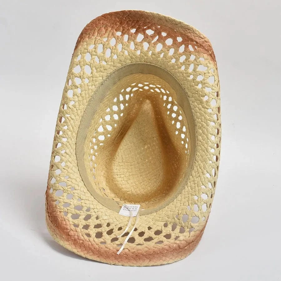 Halmcowboyhatt med snäckband Beige / One Size