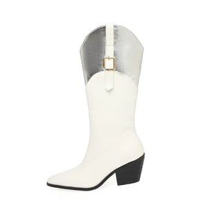 Höga Cowboyboots med Metallisk Topp för Dam