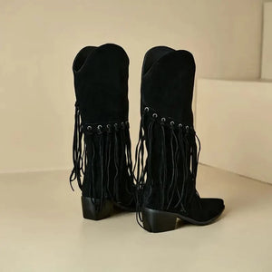 Höga Frans Cowboyboots i Mocka