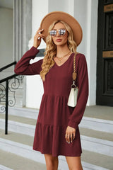 Höstklänning Vinröd / S