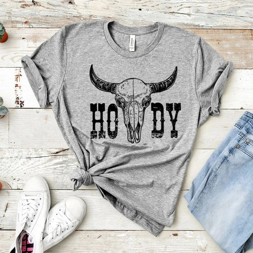 "Howdy" Western T-shirt Grå / S