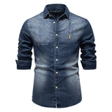 Jeans skjorta herr Marinblå / S