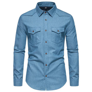 Jeans skjorta western Himmelsblå / XS