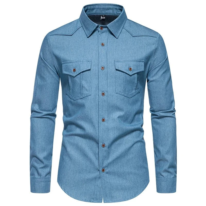 Jeans skjorta western Himmelsblå / XS