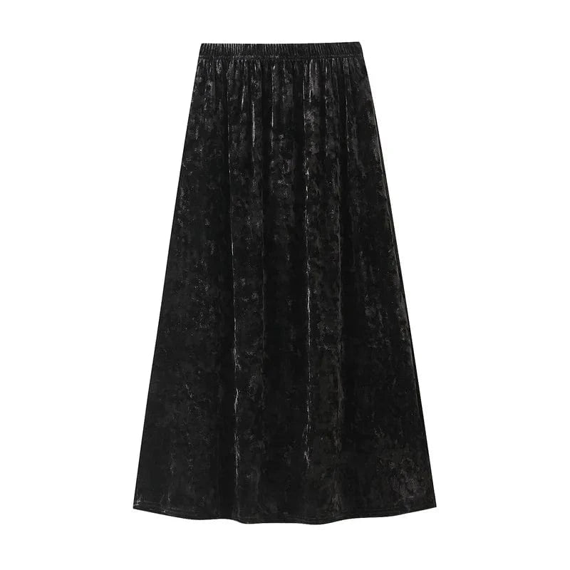 Kjol krossad sammet Svart / One Size