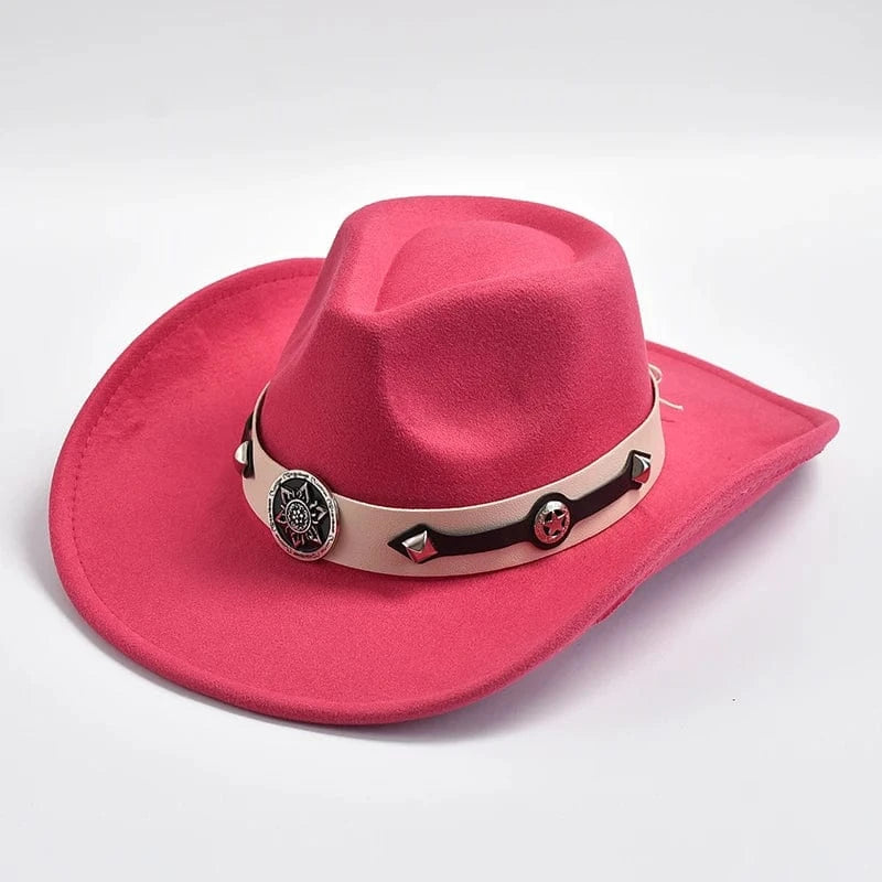 Klassisk Westernhatt i filt Rosa / One Size