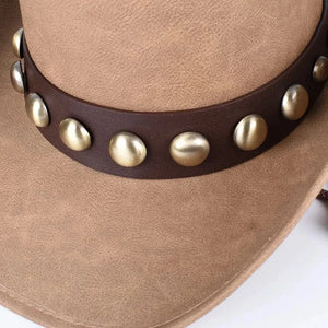 Läder Cowboyhatt med Metallnitar