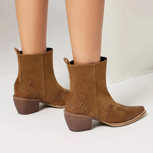 Låga Cowboy Boots i Denim och Läder för Dam