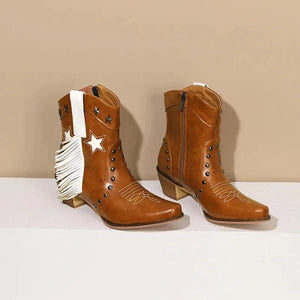 Låga Cowboyboots med Fransar och Stjärnor
