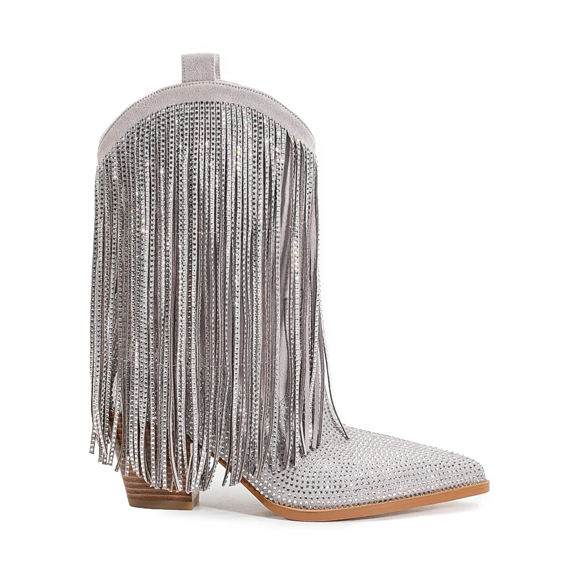 Låga Cowboyboots med Strassfransar för Dam