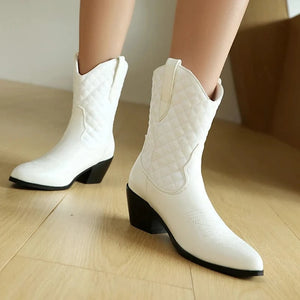 Låga Cowgirl Boots med Quiltat Skaft