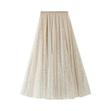 Lång tyllkjol med glittrig stjärnhimmel Beige / One Size