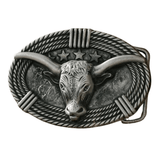 Longhorn Bältesspänne Western Cowboy Spänne Metall Antiksilver