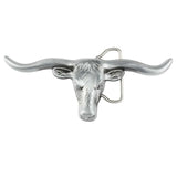Longhorn Tjurskalle Bältesspänne Silver