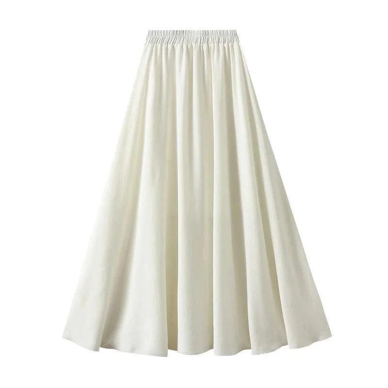 Maxikjol i mjuk, krinklad väv Vit / One Size