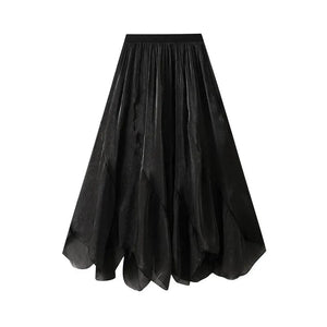 Midikjol med asymmetrisk drapering Svart / One Size